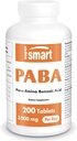 Supersmart - PABA Supplement 3000mg per day (para-Amino-Benzoic Acid) - Prírodný B komplex Vitamín - voda rozpustná PABA  Tablety