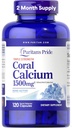 Puritánska pýcha Triple sila Coral Calcium 1500 mg s Bone-ActiveTM, Dietary Supplement for Heart, Nerve, and Muscle Support, 2 mesiace dodávky, 120 Rýchle uvoľnenie Kapsule