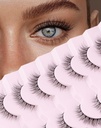 Len všetky prírodné Lashes Wishes Lashes Natural Look Falošné riasy Natural Plavené riasy Falošné oči Lashes Soft Fluffy Lashes 7 páry D1 Natural (6-13MM)