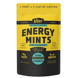 Viter energie Extra sila Kofeínové mincovne 80mg kofeínu, B vitamíny, bez cukru. (Peppermint, 8oz, hromadný vak)
