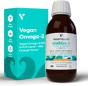 Vegan Omega 3 Liquid, z mikrorias, 800mg EPA DHA, s vitamínom D3, podporuje srdce, mozog a zdravie očí, Natural Fish Oil Alternative, UK Made, Mild Orange Ochutené