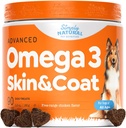 Omega 3 pre psy - Omega 3 Fish Oil pre psy, Shedding Supplement with Salmon Oil for Ps Skin and Coat, Redukuje svrbenie a podporuje zdravie srdca - 90 pes alergie žuvačky pre svrbenie kože