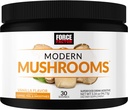 FORCE FACTOR Moderné Huby prášok, Huby Supplement with Lions Mane, Turecko chvost, & Cordyceps na podporu energie, Zameranie, Imunita, & Trávenie, Vanilková chuť, 30 Slúži