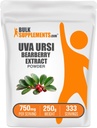 BulkSupplements.com Bearberry Leaf Extract Powder - Uva Ursi Extract, Bylinné doplnky - Vegan & Gluten Free, 750mg per Serving, 250g (8.8 oz) (Pack of 1)