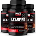 FORCE FACTOR LeanFire, 3-Pack, Pre cvičenie energetických pilulky s extraktom zo zeleného čaju a kofeínu na zvýšenie energie, Build Lean svalovina, zlepšiť športový výkon, a zvýšiť zameranie, 90 Kapsule