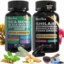 Boysea. Shilajit and Sea Moss Bundle- 90 Count - Morské machy, olej z čiernych semien, Ashwagandha, Ginger & Shilajit, Rhodiola Rosea, Všetko v 1 Doplnky (1 Pc)