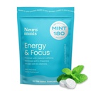 NeuroGum Energy Kofeínové mäty (180 kusov) - bez cukru s L-teanínom + prírodným kofeínom + vitamín B12 & B6 - Nootropné energetické a fokusové doplnky pre ženy a mužov - Keto & Vegan, Peppermint Flavor