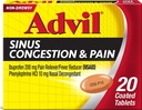 Advil Sinus Kongescia a bolesť, Sinus Relief medicína, bolesť Reliever a horúčka Redukcia s Ibuprofen a fenylefrín HCl - 20 obalené tablety