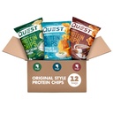 Quest Nutrition Protein Chips Variety Pack, BBQ, Cheddar & Kyslý krém, Kyslý krém & Cibuľa, vysoký proteín, Nízky Carb, 1,1 oz (Pack of 12)
