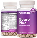 Neuro Plus Brain Supplement for Memory and Focus, 41 Ingredients, Premium Focus Supplement with DMAE Promotes Concentration & Energy for Men and Women, Formulated in USA, 60 Capsules
