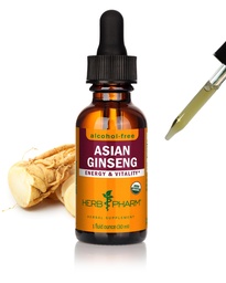Herb Pharm Asian (Panax) Ginseng Tekutý glycerit pre energiu a vytrvalosť, bez alkoholu glycerit, 1 Oz