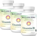 Bernard Jensen's Dr Clark Store Vitamín B1 Thiamine 500mg Supplement -Thiamine B1 Supplement for Healthy Nervisive System & Energy Metabolizmus, Gluten-free, Dairy Free - 100 Želatína Kapsule 3Pack