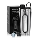 TOOFEEL otrasné fľaše na proteínové zmesi 28 oz nerezovej ocele Protein Shaker s 2 mixovacími guľôčkami, nezostáva studený/horúci, viditeľné okenné kovové poháre, nepriestrelné, BPA fľaša zdarma Shaker