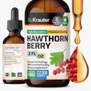 BIO KRAUTER® Hawthorne Berry Supplement - Pure Vegan Hawthorn Berry Liquid Drops 655 mg per Serving 2 Fl.Oz 28 Days of Supply - Used for Celková podpora & Daily Wellness - Alkohol & Sugar free