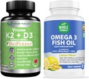 K2+D3 s bioperínom Plus vápnikom Omega 3 Rybí olej sú najefektívnejšie spoločne na podporu zdravia srdca a kostí, kĺbov a mozgu