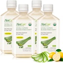 AloeCure USDA Organic Aloe Vera Juice Citrónová príchuť - Vyrobené v priebehu 12 hodín zberu - Prírodné trávenie doplnok pre vyváženú žalúdočnú aciditu - Podpora Tráviace a imunitné zdravie, 4 Btls x 16.7oz