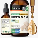 BIO KRAUTER Lions Mane Liquid Extract - Huba Supplement for Brain Support - Vegan Lions Mane Supplement - Alkohol & Sugar Free Drops - 2 Fl.Oz.