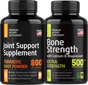 Kosť a spoločné opevnenie - Joint & Knee Suplement Suplement, Bone Strength Supplements - Turmeric Glucosamín Chondroitín MSM 800mg 60ks a kalcium Supplement 500mg 90ks