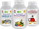 ANDREW LESSMAN 3 Product Eye Health Bundle - 360 Softgels Každý z Ultimate podpory očí, Maximum Essential Omega-3 a Kompletné tokotrienoly. Podporuje a podporuje zdravie očí.