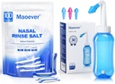 MAOEVER Neti Pot s 130 Nosovými umývacími soľnými baliacimi súpravami Sinus Rinse Fľaša Čistič nosa Tlak v oplachovaní Oplachovanie nosa Zavlažovanie pre dospelých a deti BPA Bezplatne 300 ML Lecker Thermometer