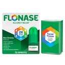 Úľava od alergie na flonázu Nosový sprej, 24-hodinový non-Drowsy Multi-Symptom Relief - 72 sprejov plus Bonusové balenie tkanív