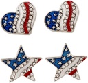 PRETYZOOM Patriotické náušnice Americká vlajka Eadrop pre ženy Šperky Eadrop Ľahké módne Party príslušenstvo