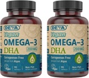 Deva Vegan Omega-3 DHA Supplement - Once-Per-Day Softgels 200 MG - Carragenan Free - Želatína Free - Non-Fish - Algae Oil Omega-3 Mastné kyseliny - 90 Softgels (Pack of 2)