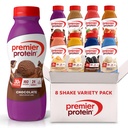 Premier Protein Shakes, 8 flavor Odrodové balenie, 30g Protein, 1g Cukor, 24 vitamínov a minerálov, Nutrienty na podporu imunitného zdravia 11, 5 Fl Oz (8 balení)