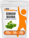 BulkSupplements.com Ginkgo Biloba Extract Powder - z Ginkgo Biloba Leaf, Antioxidant Zdroj, bylinné doplnky - bez lepidla, 200mg per Serving, 100g (3,5 oz) (Pack of 1)