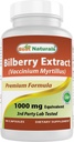 Najlepšie prírodné čučoriedky extrakt 1000mg Kapsula (Non-GMO) podporuje zdravý výhľad, 90 Počet
