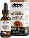 Organické Lions Mane Mushrom Complex - Huba Supplement Liquid Drops Tinture for Focus, hmla, Brain Health Supplements - Vegan, Herbal Organic Lion's Mane Huby, Reishi, Turkey Tail Extract 1oz