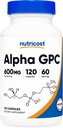 Nutricost Alpha GPC 600mg, 120 Vegetarian Capsules - Non-GMO and Gluten Free, 300mg Per Capsule