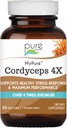PURE ESSENCE LABS MyPure Cordyceps 4X Huby - Koncentrované kordyceps Mushrom Powder Supplements for Immune System, Stres Response, Fyzický a duševný výkon - 1 mesiac dodávky