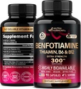 Benfotiamín 300 mg - Podpora nervov, podpora energie a metabolizmu - Benfotiamín Supplement Fat-Solubilný vitamín B1 - Vysoko biologicky dostupný a absorpčný - s tiamínom, vitamín B12 a B6 - 90 kapsúl
