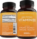 D3 Vitamín 5000 IU Softgels (125 μg), 30 Softgels - S vysokým obsahom vitamínu D doplnkov pre zdravú imunitnú funkciu, kosti a svaly - vyrobené s organickým tekutým kokosovým olejom