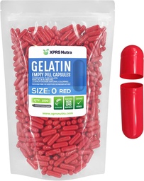 XPRS Nutra Veľkosť 0 Prázdne Kapsule - 1000 Počet prázdnych želatíny Kapsule - Tabletky DIY Kapsule Plnenie - Pure Bovine Pill Gel Caps pre Do-It-Svoje vlastné doplnky (červená)