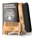 Viking Revolution Beard Comb & Beard Brush Set pre mužov -- Natural Boar Bristle Brustle Brush and Dual Action Pear Wood Comb w/Velvet Travel Puch - Skvelé pre grooming Bradach a fúzy