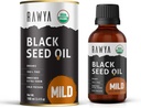 RAWYA Black Seed Oil - Cold Pressed - Black Cumin Seed - Premium Nigella Sativa - Omega 3 6 9 - Kalonji pre pokožku a zdravé vlasy - Non-GMO, Gluten-Free - Wellness Oil - Mierna chuť - 3.4 Fl Oz