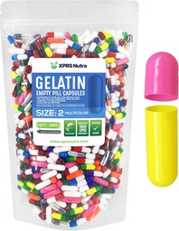 XPRS Nutra Veľkosť 2 prázdne kapsule - 1000 Počet prázdnych želatíny Kapsule - Tabletky DIY Kapsule plnenie - Pure Bovine Pill Gel Caps pre Do-It-Tvoje vlastné doplnky (viac farieb)