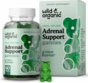 Wild & Organic Adrenal Support Gummies - Pure Adrenal Suplements for Women and Men with Ashwagandha Root & Rhodiola Rosea - 60 Pectin-Based Chews