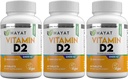 HAYAT vitamíny Vegan prírodný vitamín D 2400 IU, D2, Certified Halal (Pack of 3)