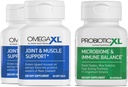OmegaXL Výkonné Joint and Muscle Support Supplement 60 Gróf (2 balenia) a Probiotické XL - PreforPro, DE111, Stabilný police - Podpora zdravé Gut Rast Flora (30 Veggie caps)