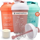 GOMOYO [3-Pack] 20-Ounce Shaker fľaša s akciou-Rod Mixer 