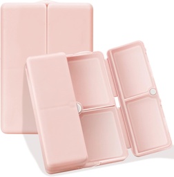 FYY Daily pilulky Organizátor, 7 kompartmentov Prenosné pilulky Prípad cestovné pilulky Organizátor, [Folding Design] Pill Box pre Purse Pocket držať vitamíny, kozím olejom, Doplnky a lieky-Pink