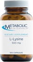 L-lyzín - 500 mg Aminokyseliny Supplement, Vegan + Bez plnív - Immune, Bone + Connective Tissue Support (100 kapsúl)