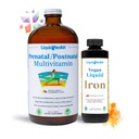 LIKVIDNÁ HEALTHA Tehotenstvo prenatálneho detského posilňovača Vitamín Bundle - Vegan Ženský prenatálny/postnatálny multivitamín so slnečným a ferochelovým železom, folátom, celým jedlom - vyrobený v USA, 100% Vegan (Bundle)
