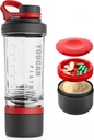 21 oz Protein Shaker fľaša s práškom skladovanie Kontajner-Shaker poháre pre proteíny Shakes-pre cvičenie fľašu-miešadlo Cup-Gym Šport Voda fľaša -Vyrobené s Tritan BPA zadarmo,s Whisk gule,červená