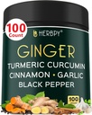 5in1 Zázvor a Turmérske doplnky s cejlónom škorica, cesnak - Trávenie, Immune, Mozog & Heart Health Support - 100 Vegan Kapsule
