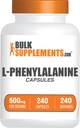 BulkSupplementments.com L-Fenylalanín Kapsule - Fenylalanín Supplement, L-Fenylalanín 500mg - Gluten Free, 1 Kapsule per Serving, 240 Kapsule (Pack of 1)