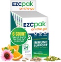EZC Pak na Go Imunitný systém Booster s Echinacea, Vitamín C, Zinok, Imunitná podpora Supplement, Imunita Vitamíny pre dospelých, Travel-Friendly Balenie, Vegetarián, Gluten-Free - balenie 6